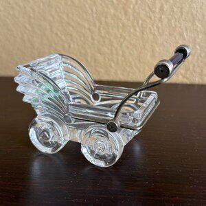 Kristalcolor  24% Clear Lead Crystal Baby Carriage Stroller Made In Italy